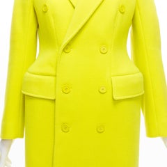 new BALENCIAGA 2019 Hourglass fluo virgin wool double breasted peplum coat FR36