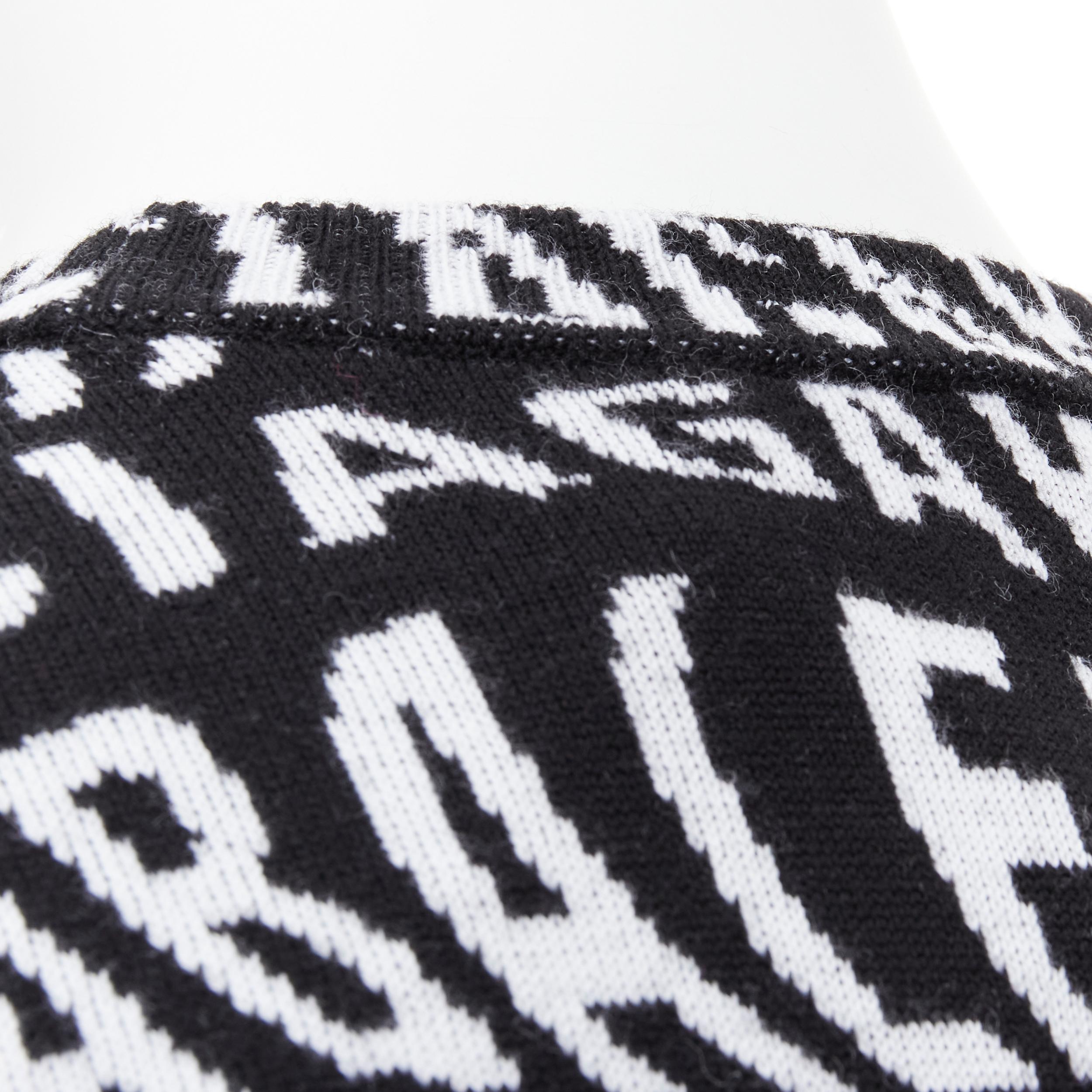 new BALENCIAGA 2019 Logo Wave optical illusion black white wool sweater pull M 2