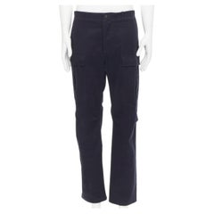 BALENCIAGA - Pantalon de poche en coton teinté bleu marine, taille IT 48, 2019