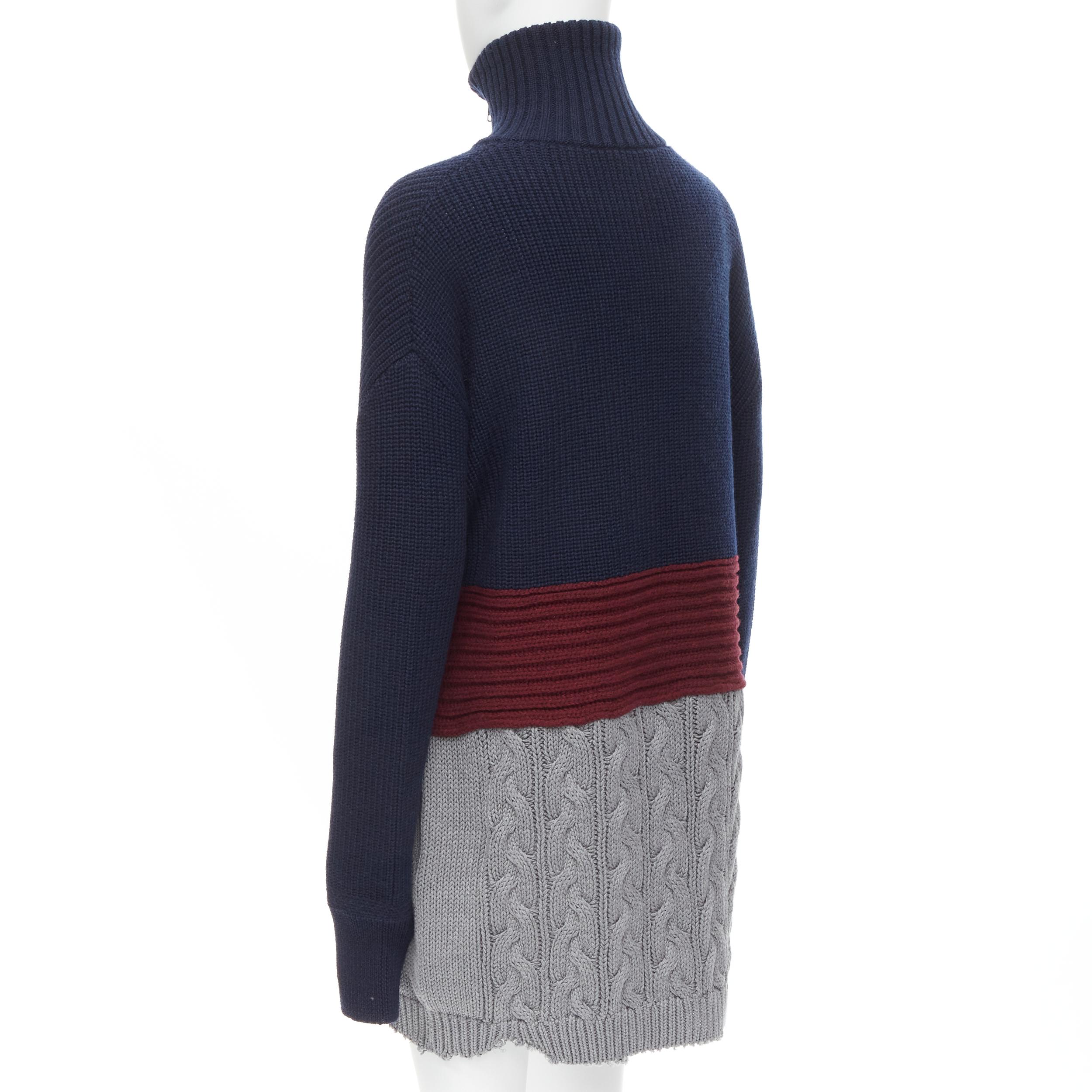 new BALENCIAGA 2019 Runway 3 layered cable knit distressed oversized sweater XS