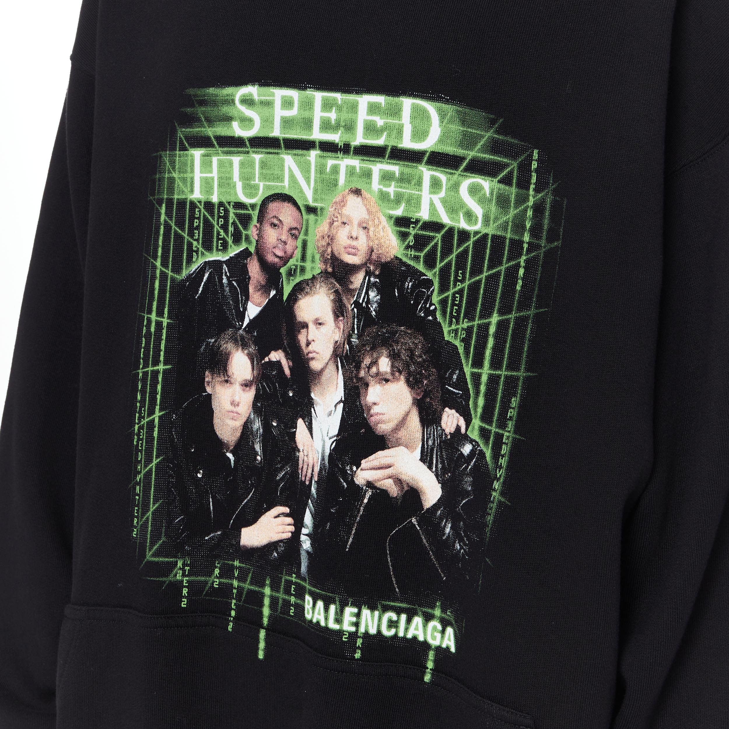 Black new BALENCIAGA 2019 Speed Hunters Matrix boy band oversized fleece hoodie L