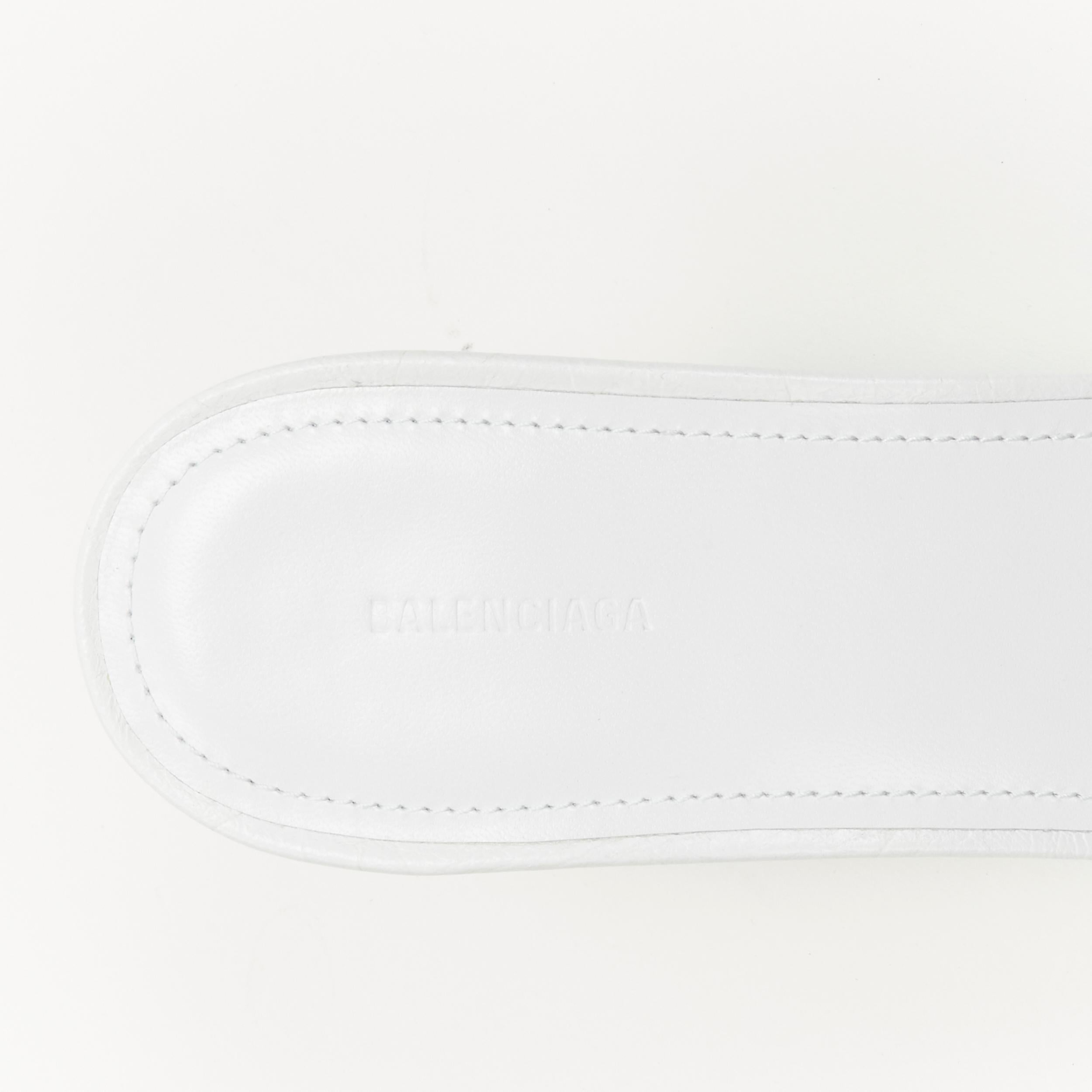 new BALENCIAGA 2022 Cagole white leather silver studded mule heel EU39 US9 For Sale 1