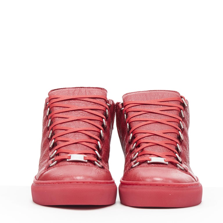 new BALENCIAGA Arena All Red high top sneakers EU41 US8 483497 WAY40 6212 | balenciaga arena all red balenciaga, balenciaga arena low