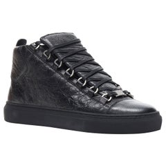 new BALENCIAGA Arena Black Calf high top sneakers EU39 US6 412381 WAY40 1000