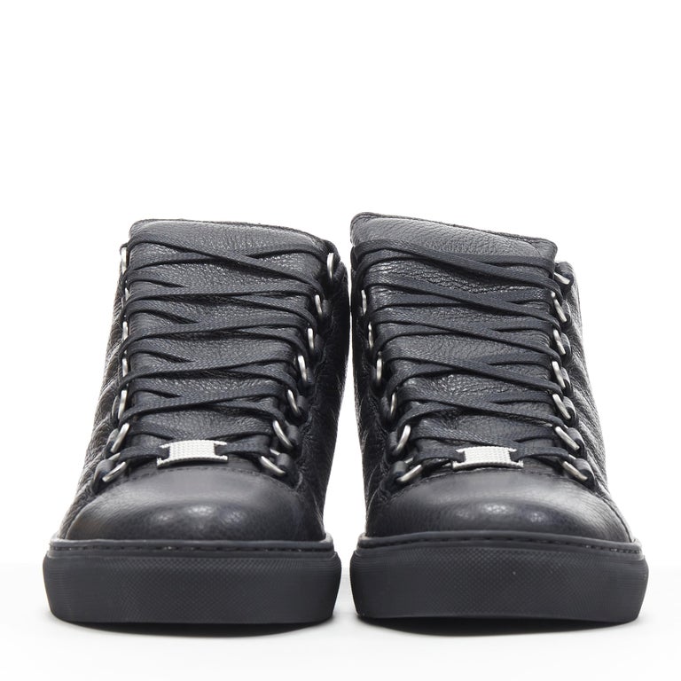 new BALENCIAGA Arena Black Calf high top sneakers EU44 US10 565560 WA2N0  1000
