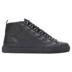 Neu BALENCIAGA Arena Schwarzes hochhackiges Kalbsleder-Turnschuhe EU44 US10 565560 WA2N0 1000