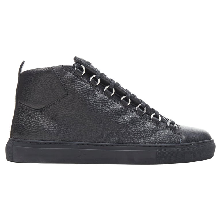 new BALENCIAGA Arena Black Calf high top sneakers EU44 US10 565560 WA2N0  1000