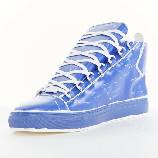 new BALENCIAGA Arena blue marker leather outsole laced high top sneakers  EU44 For Sale at 1stDibs | balenciaga arena high blue, blue balenciaga  sneakers, blue balenciaga arena sneakers