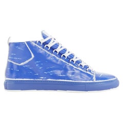 new BALENCIAGA Arena blue marker leather outsole laced high top sneakers EU44