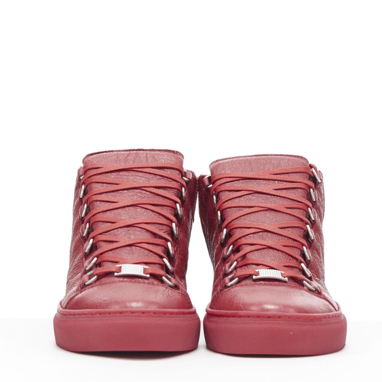 new BALENCIAGA Arena Tumbled Calf Red high top sneakers EU40 US7  483497WAY406212 For Sale at 1stDibs | first balenciaga shoes, balenciaga  arena high, balenciaga first shoes