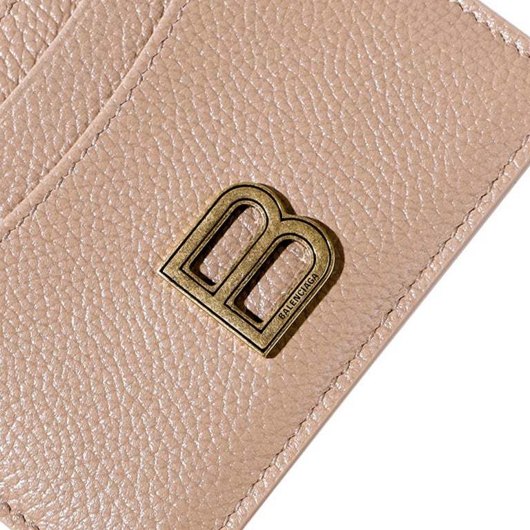 NEW Balenciaga Beige Hourglass B Logo Leather Card Case Wallet For Sale ...