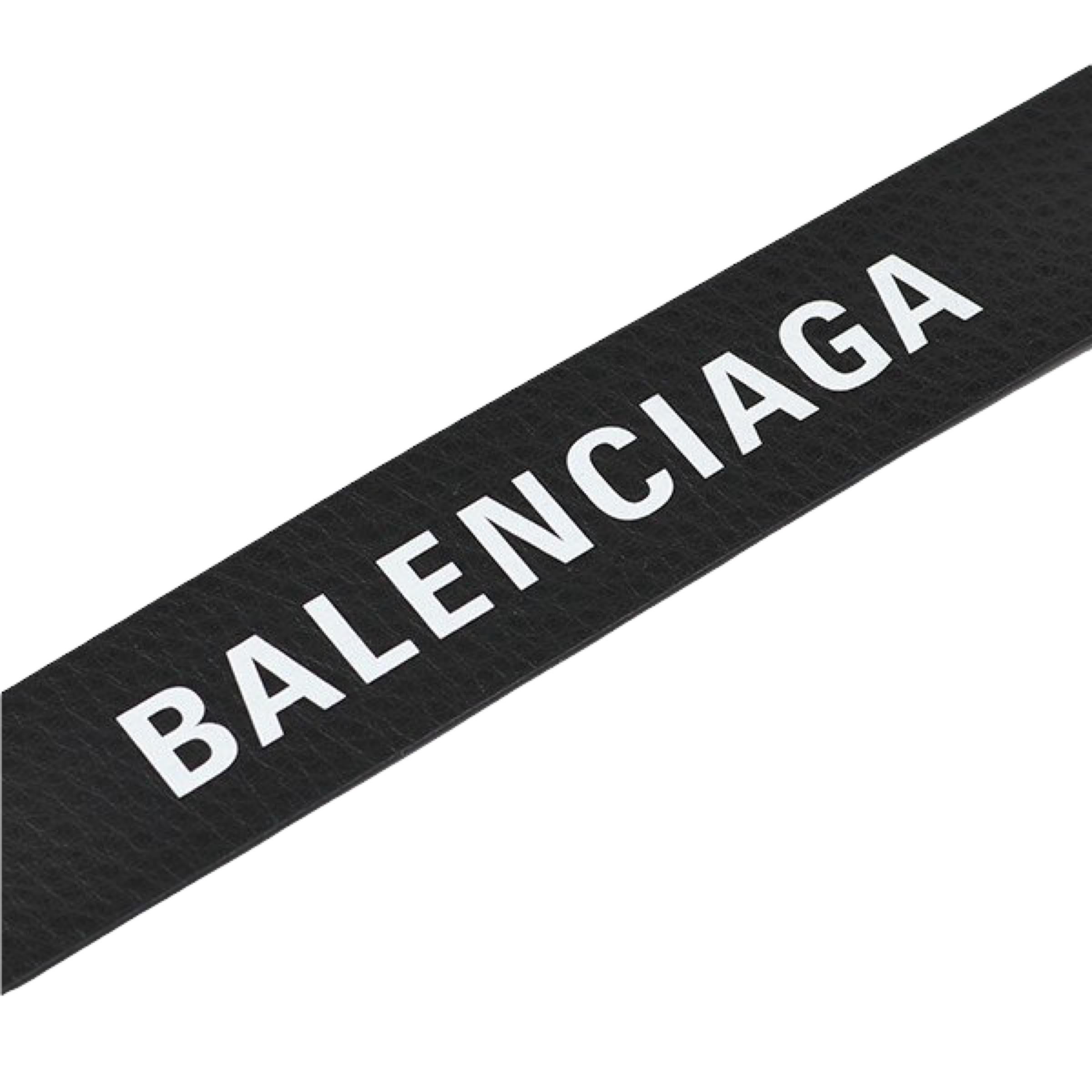 NEW Balenciaga Black Baltimore Printed Logo Leather Belt Size 90 EU For Sale 4