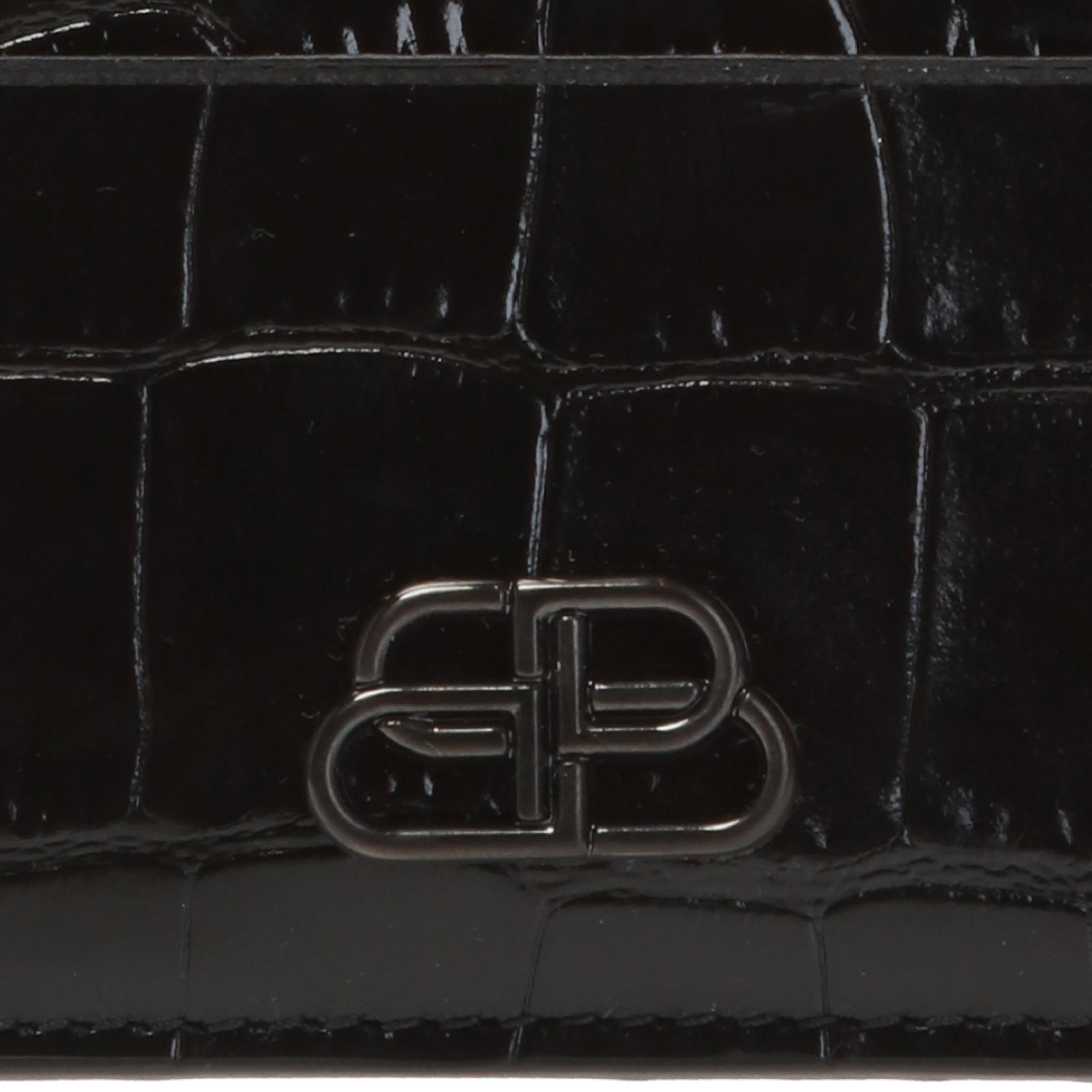 NEU Balenciaga Portemonnaie mit schwarzem BB-Logo und Krokodilprägung aus Leder im Angebot 2