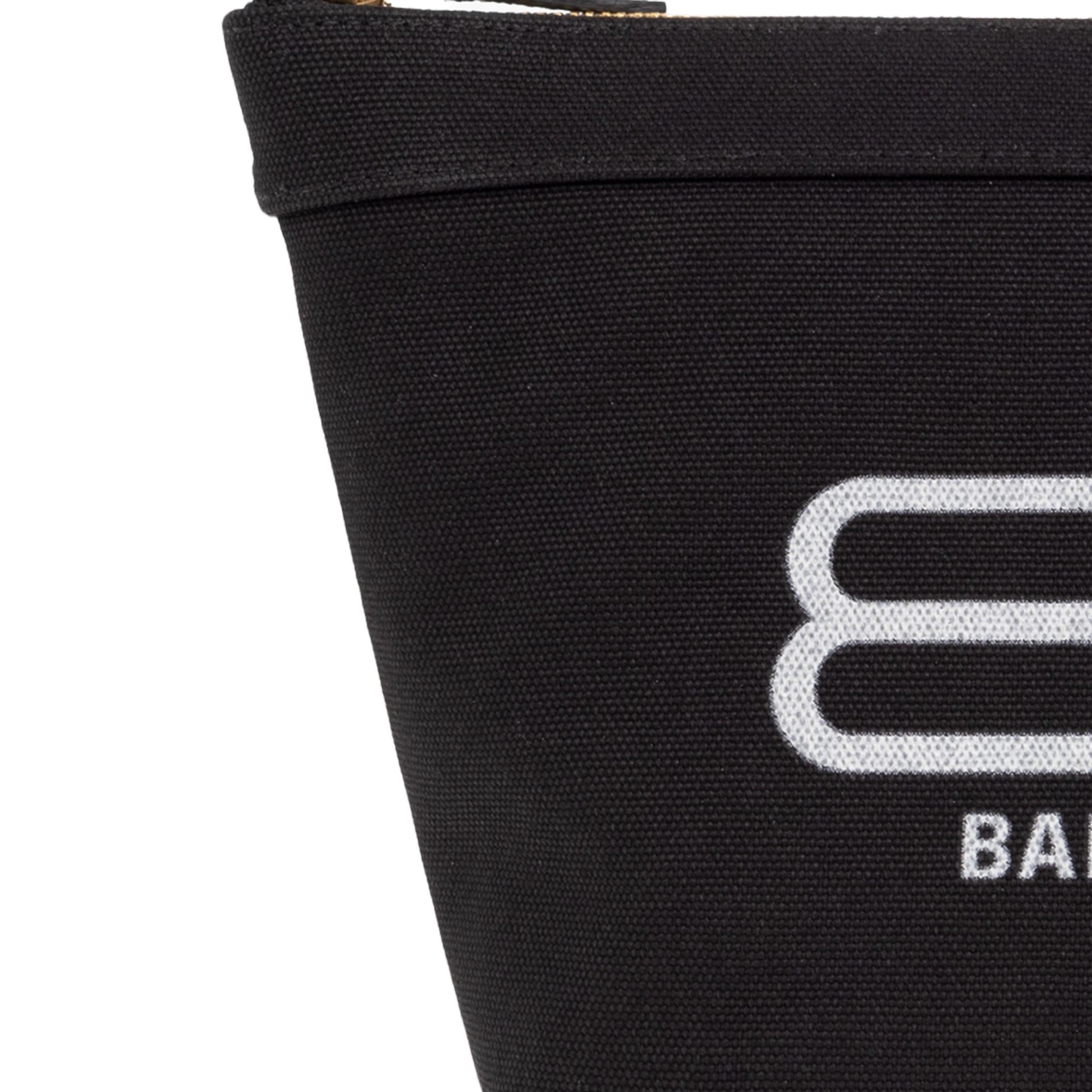 New Balenciaga Black BB Logo Print Small Jumbo Canvas Clutch Pouch Bag For Sale 6