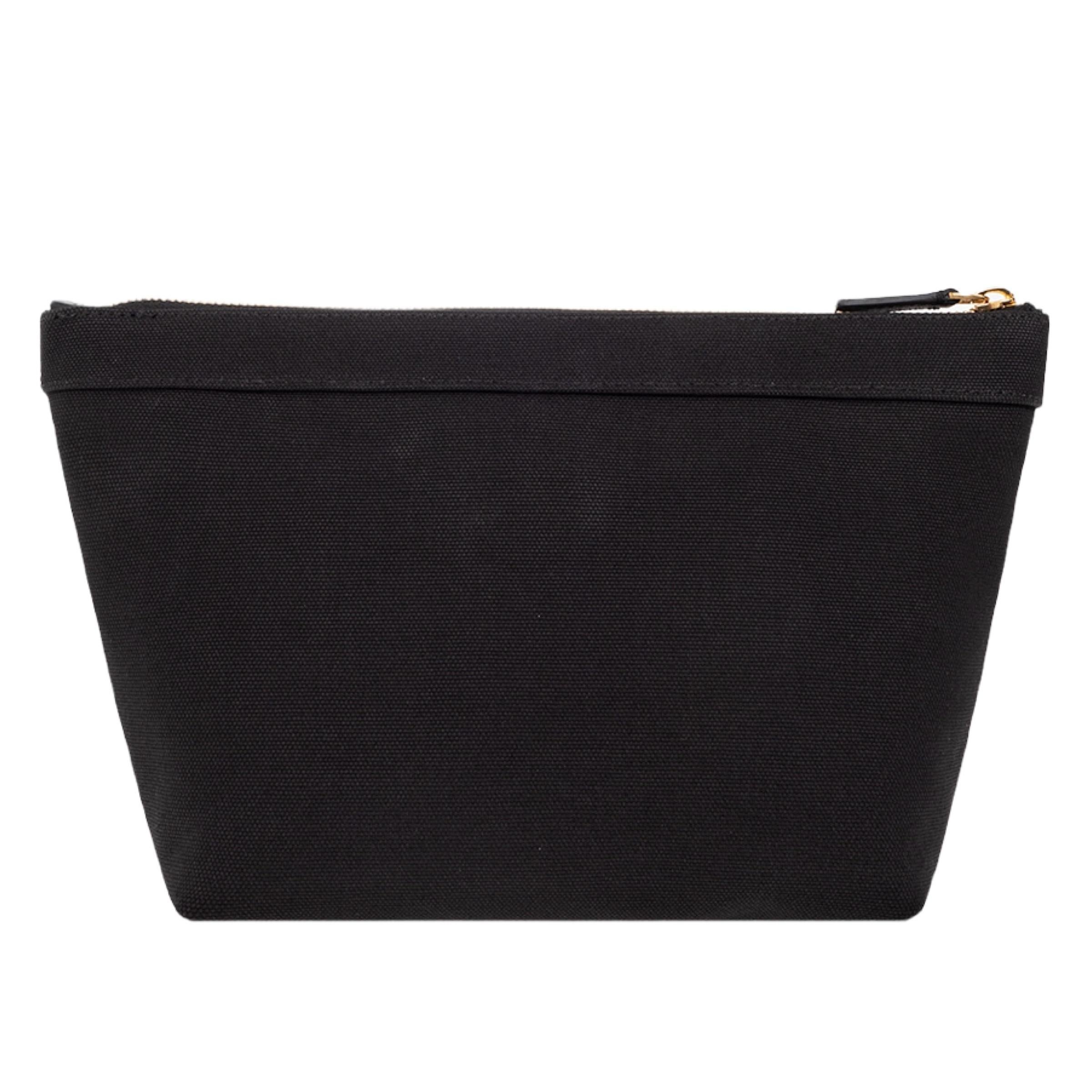 New Balenciaga Black BB Logo Print Small Jumbo Canvas Clutch Pouch Bag For Sale 2