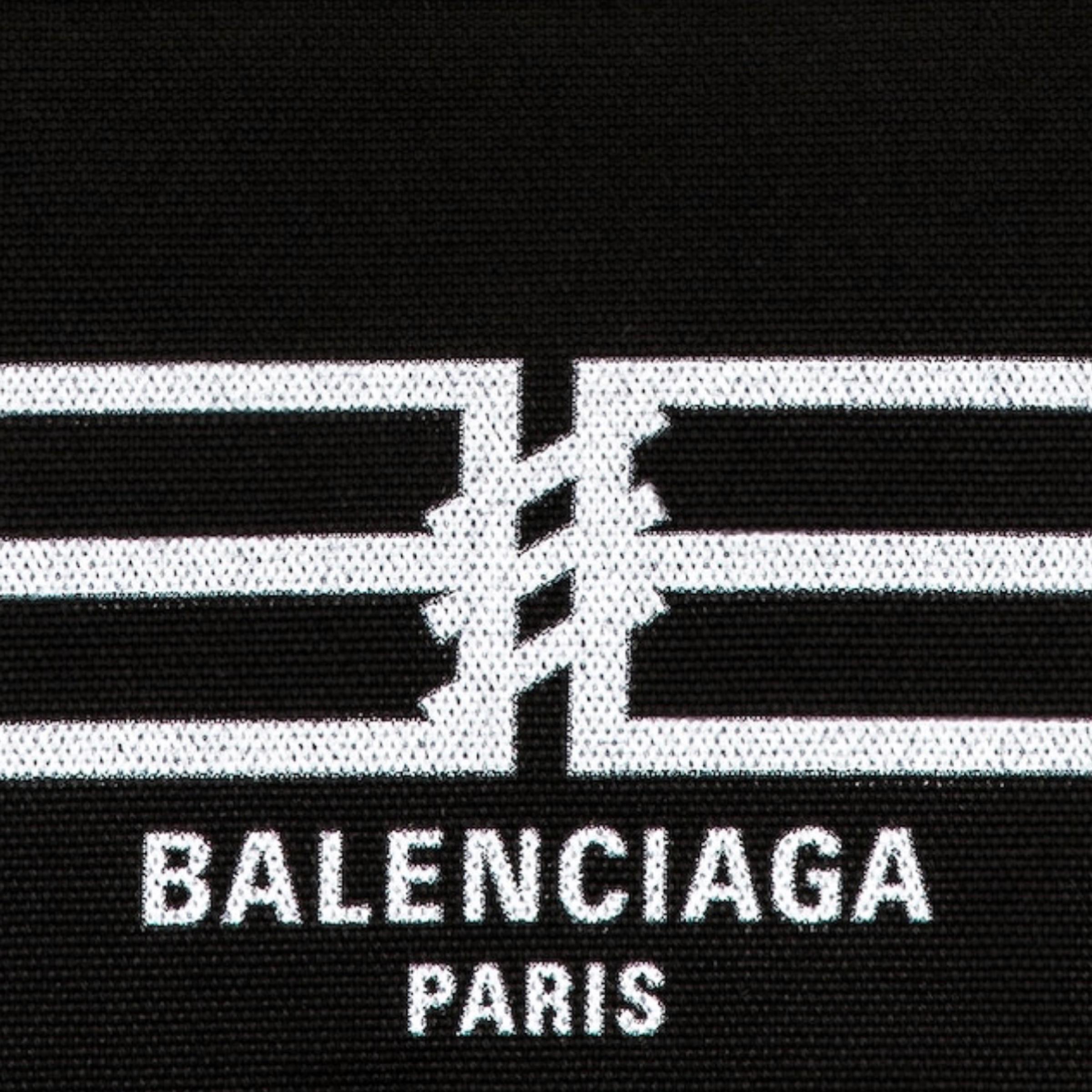 New Balenciaga Black BB Logo Print Small Jumbo Canvas Clutch Pouch Bag For Sale 5