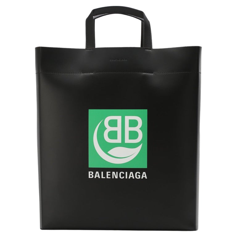 NEW Balenciaga Black BB Market Rectangular Logo Leather Tote Shoulder ...