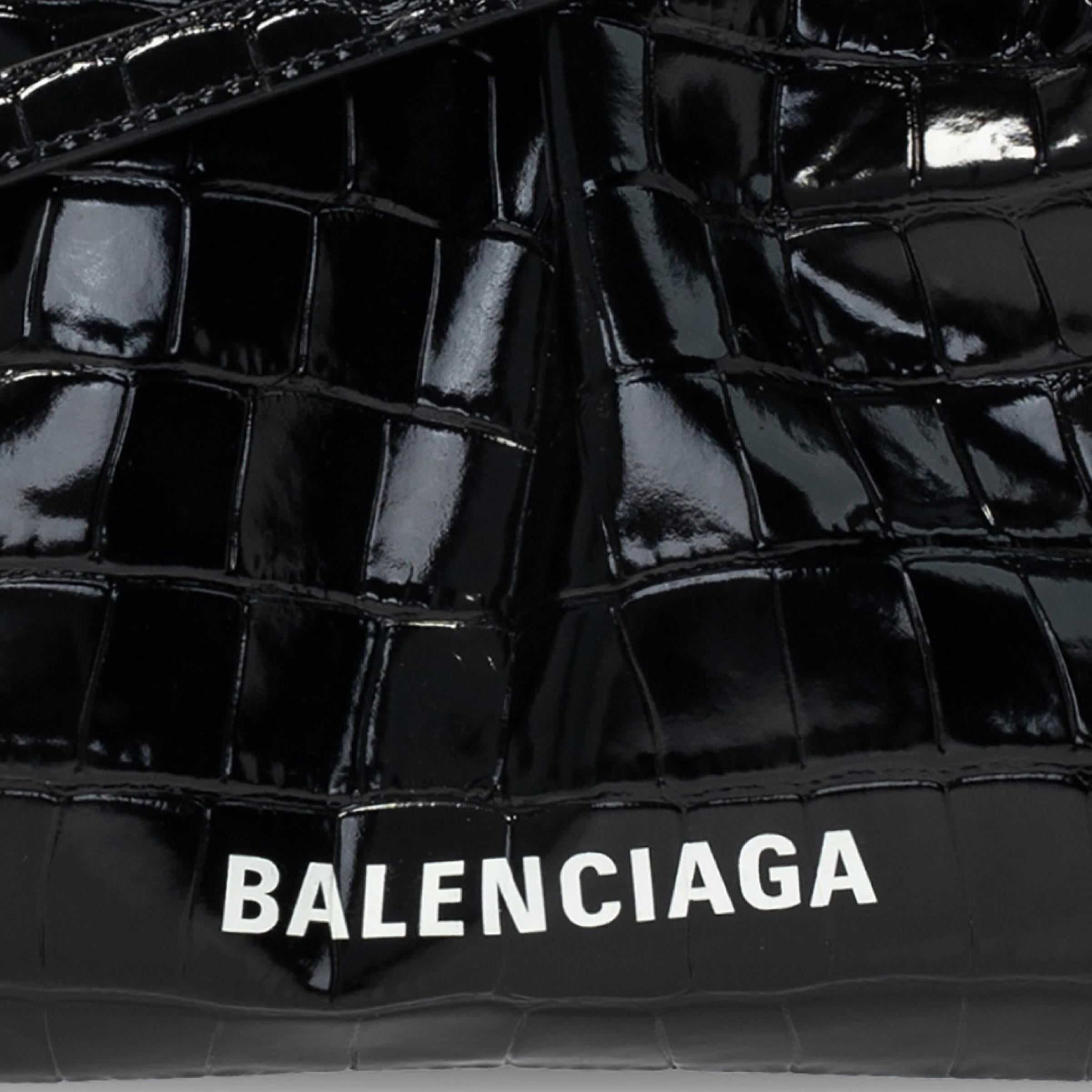 NEW Balenciaga Black Cloud XL Crocodile Pattern Leather Clutch Crossbody Bag For Sale 6