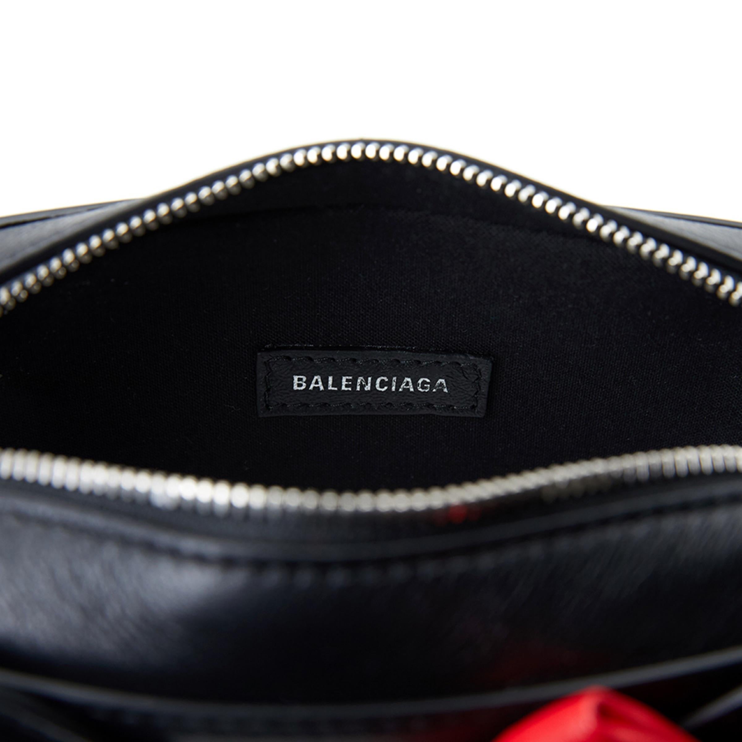New Balenciaga Black Cross Kitty Leather Crossbody Bag For Sale 7