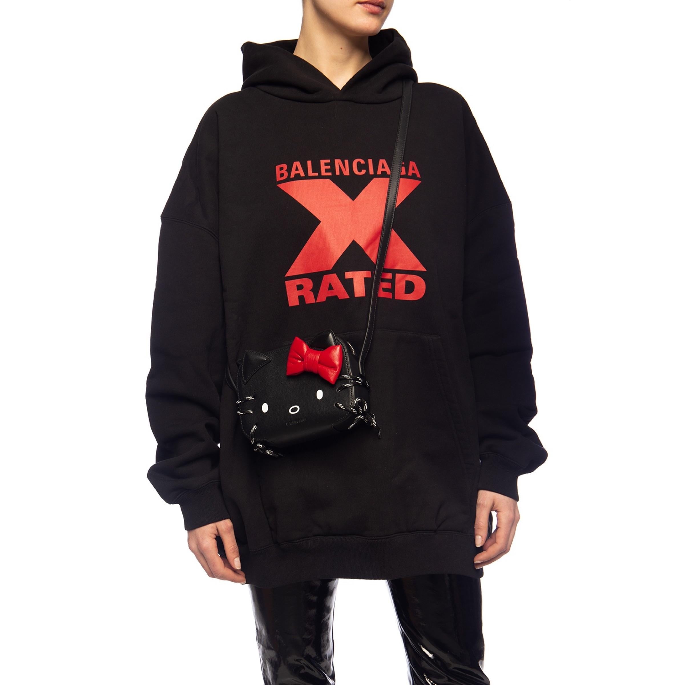 New Balenciaga Black Cross Kitty Leather Crossbody Bag For Sale 8