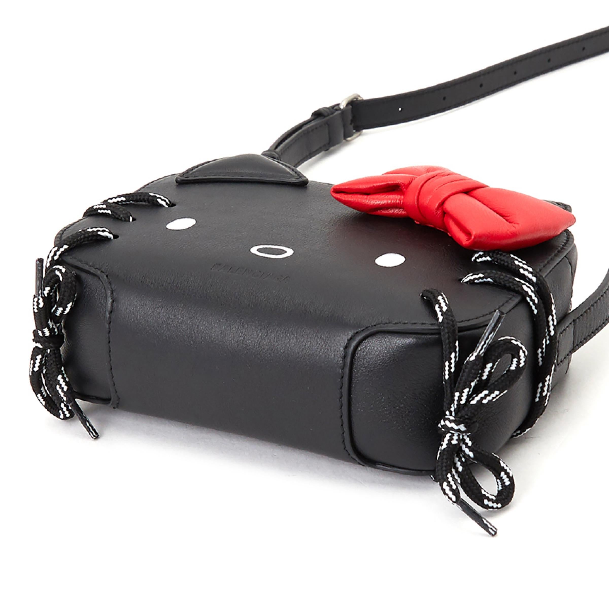 New Balenciaga Black Cross Kitty Leather Crossbody Bag For Sale 1