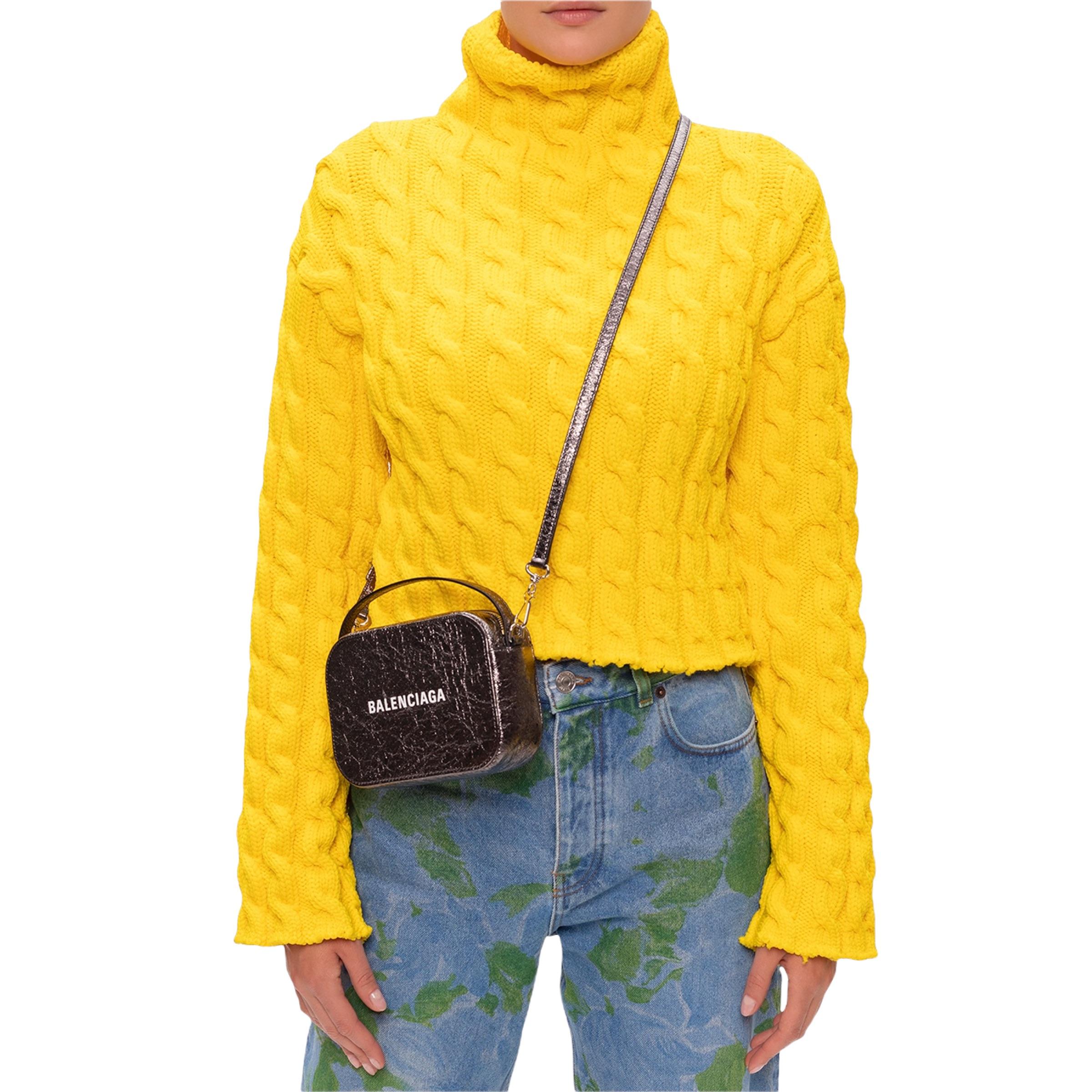 NEW Balenciaga Black Everyday XS Textured Leather Camera Crossbody Shoulder Bag For Sale 8