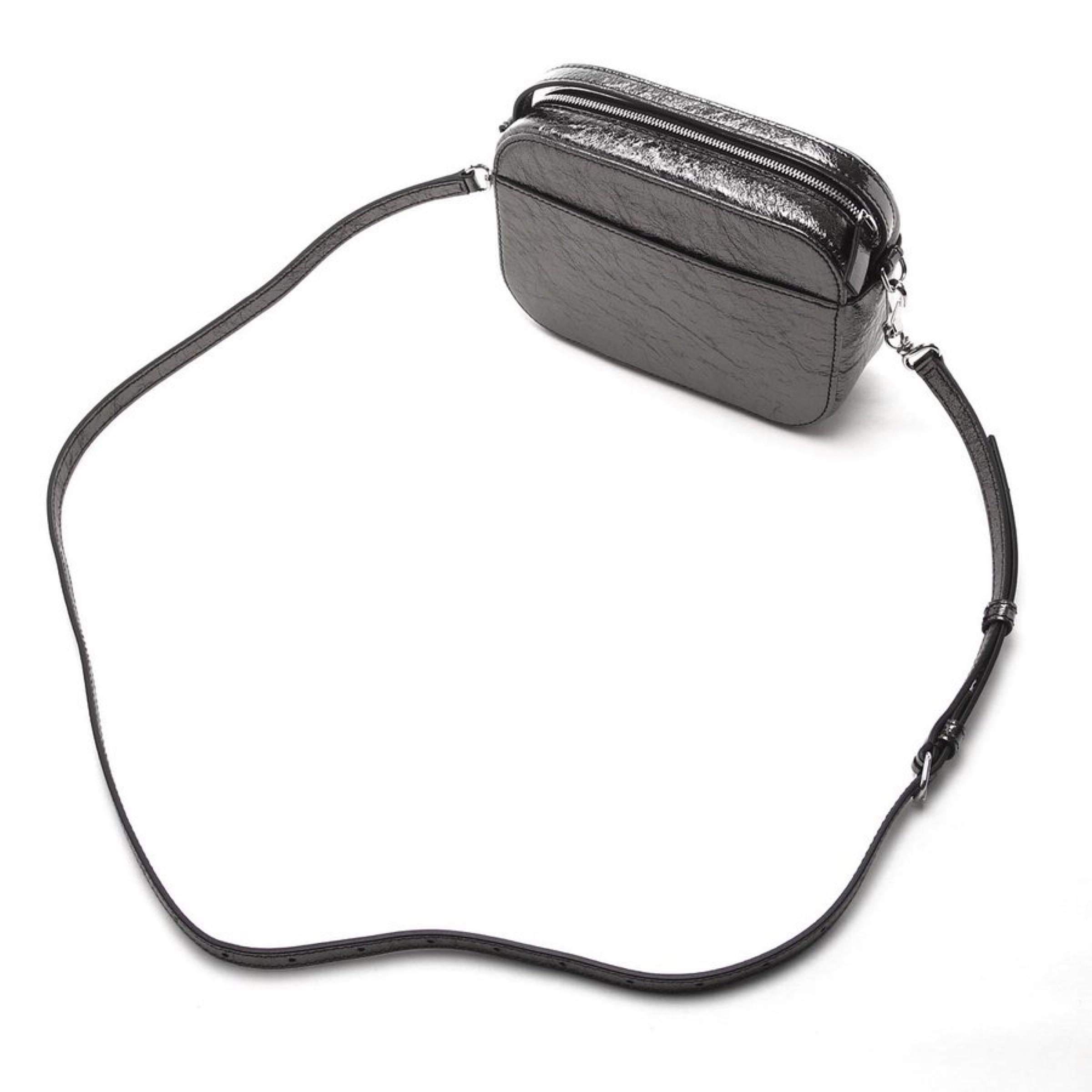 NEW Balenciaga Black Everyday XS Textured Leather Camera Crossbody Shoulder Bag For Sale 2