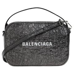 NEW Balenciaga Black Everyday XS Textured Leather Camera Crossbody Shoulder Bag