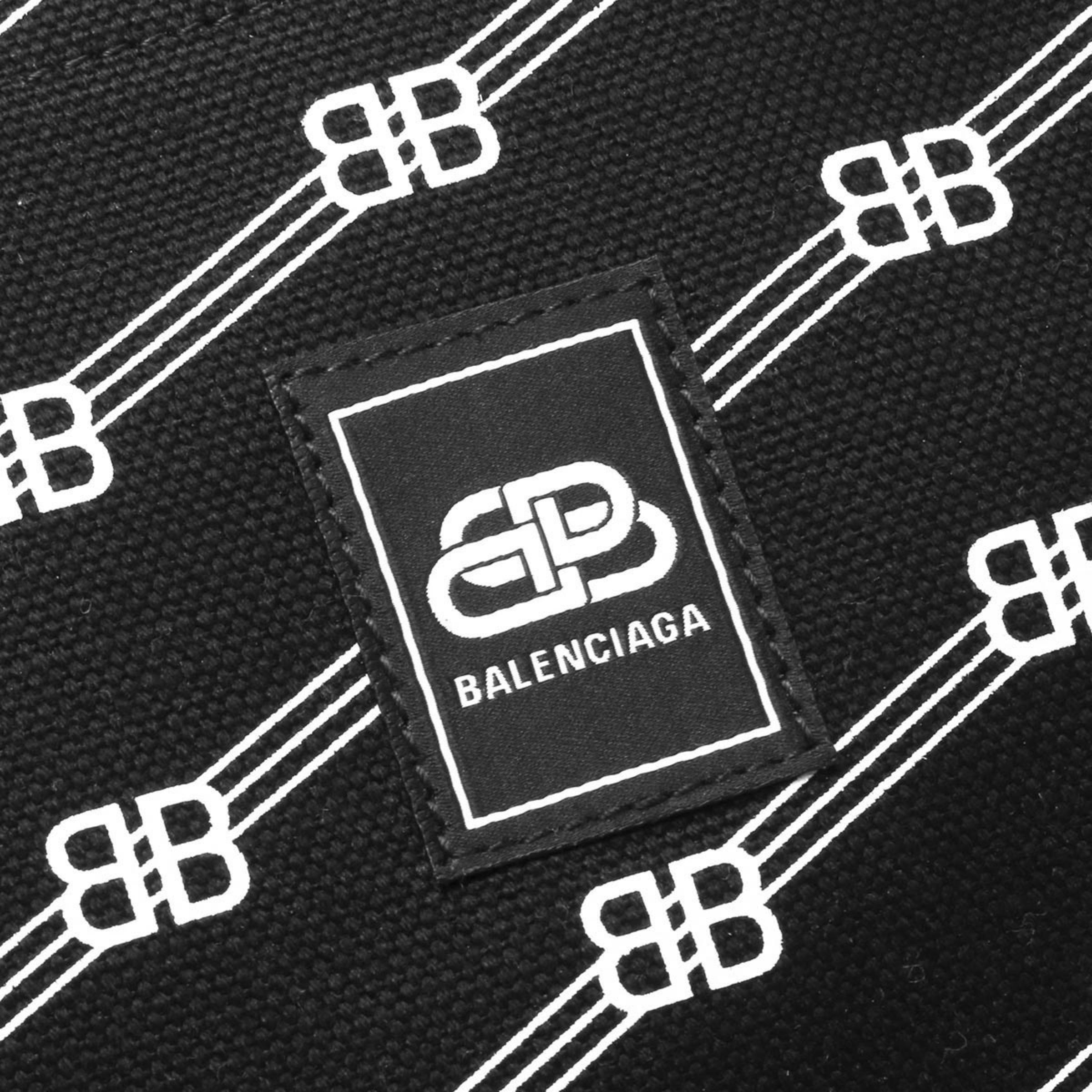 NEW Balenciaga Black Large Diagonal Monogram BB Logo Canvas Tote Shoulder Bag For Sale 3