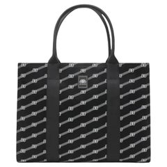 NEW Balenciaga Black Large Diagonal Monogram BB Logo Canvas Tote Shoulder Bag