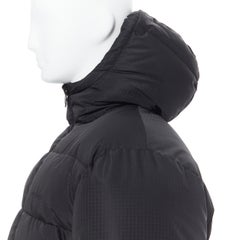 new BALENCIAGA black nylon logo embroidery cropped padded down puffer EU50 L