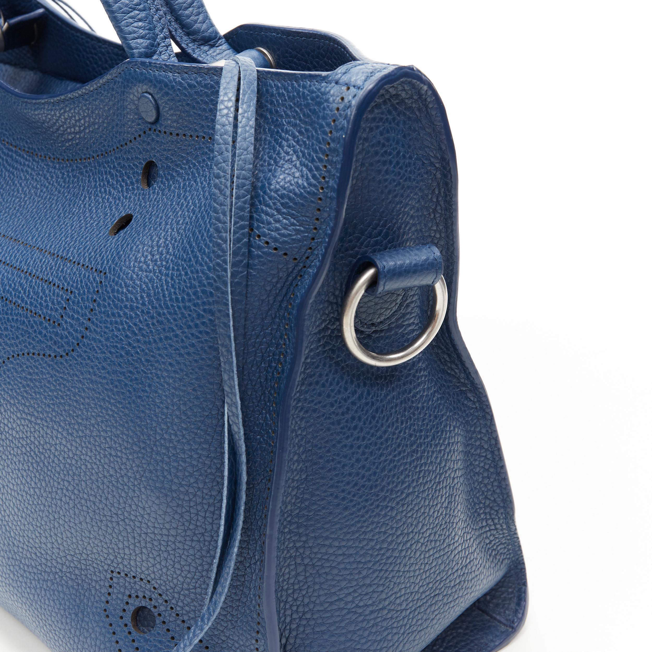 new BALENCIAGA Blackout navy blue pebble leather stud-free shadow moto city bag 1