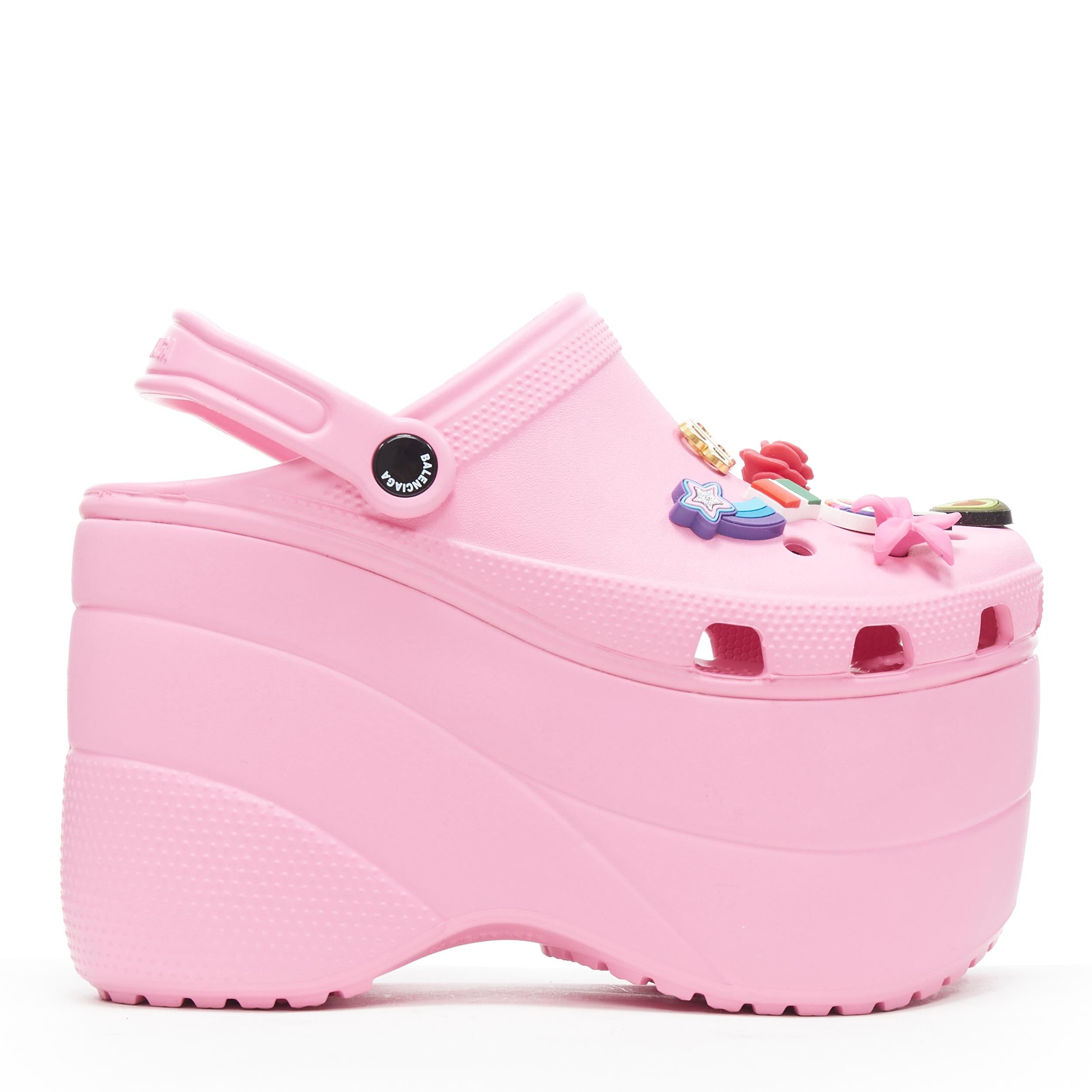 baby pink platform crocs