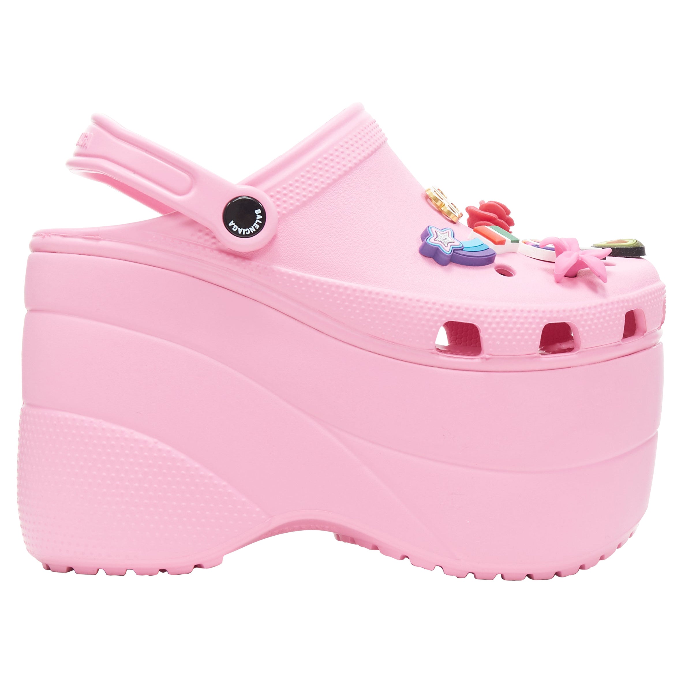 BALENCIAGA CROCS Sandales à plateforme rose bonbon rose gibbet EU35, 2018, neuves