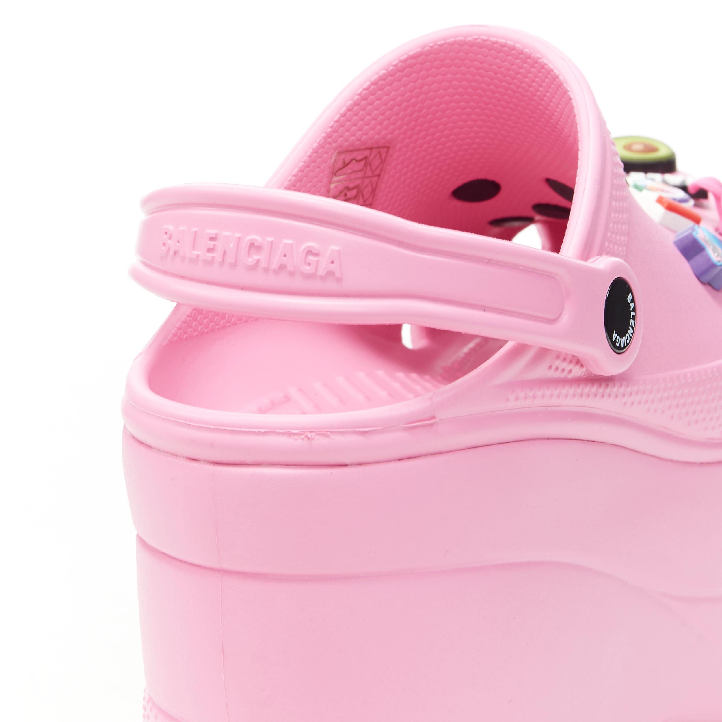 new BALENCIAGA CROCS 2018 Rose Bon Bon pink gibbet platform sandals EU36 1