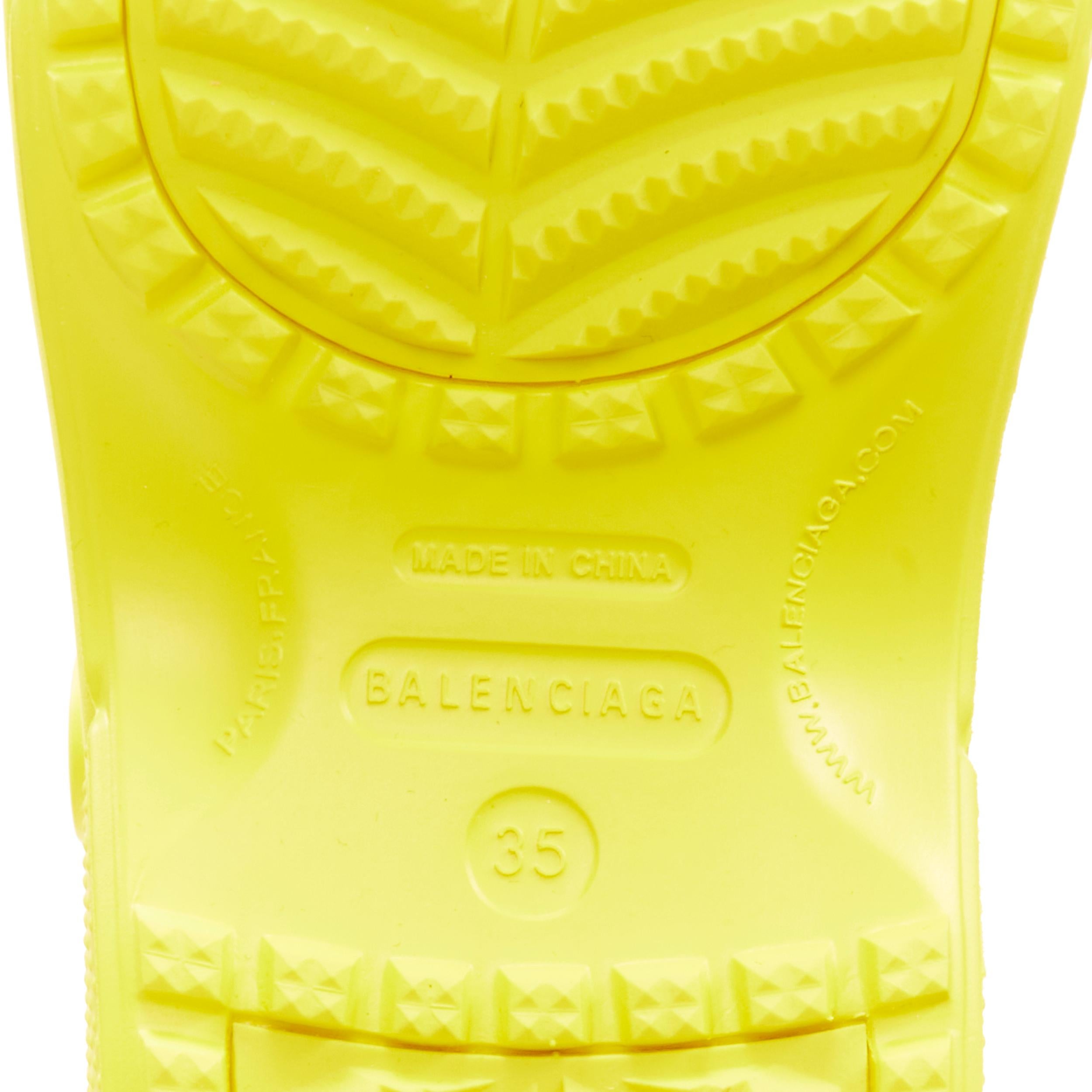 new BALENCIAGA CROCS 2018 Runway yellow logo gibbet platform sandals rare EU35 3