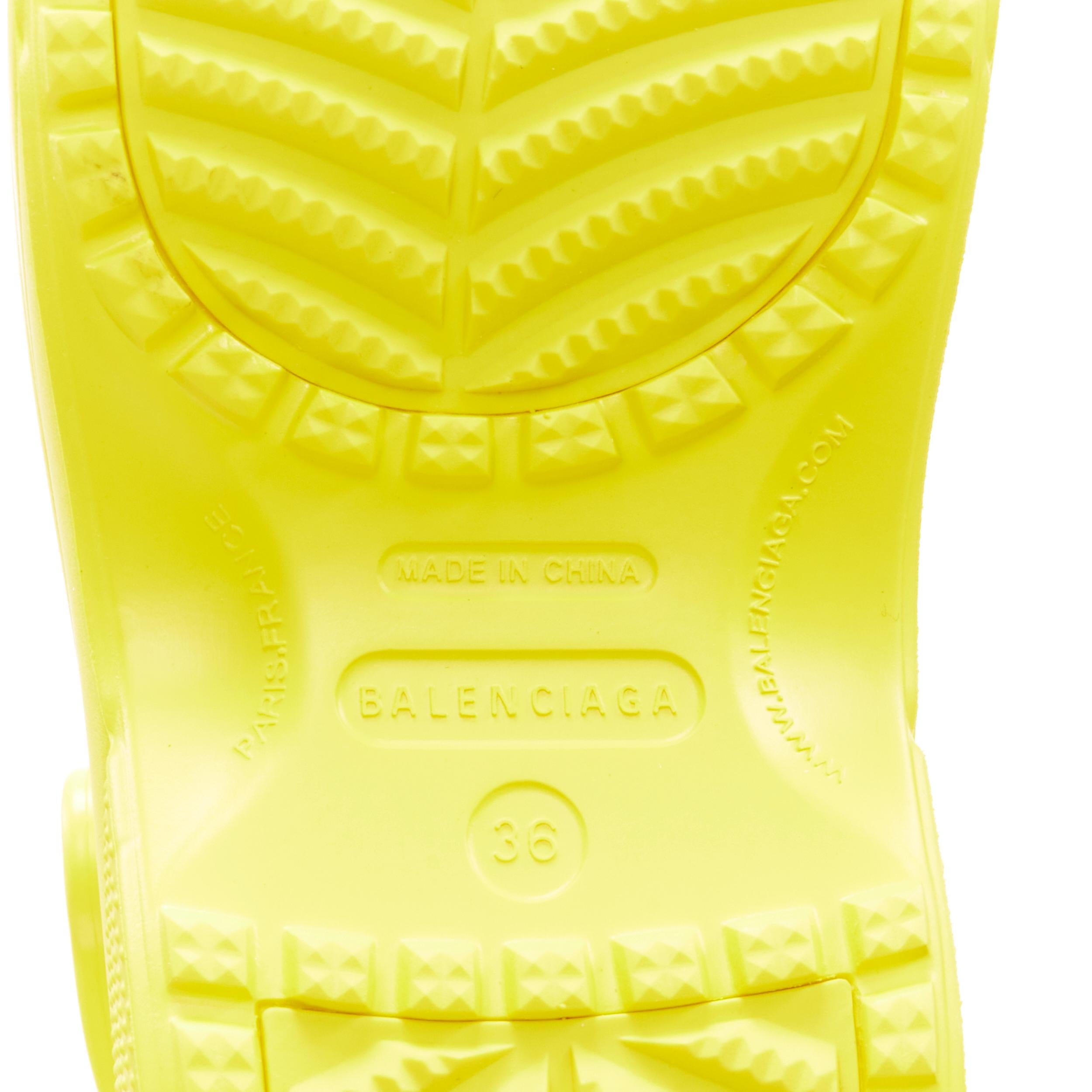 new BALENCIAGA CROCS 2018 Runway yellow logo gibbet platform sandals rare EU36 4