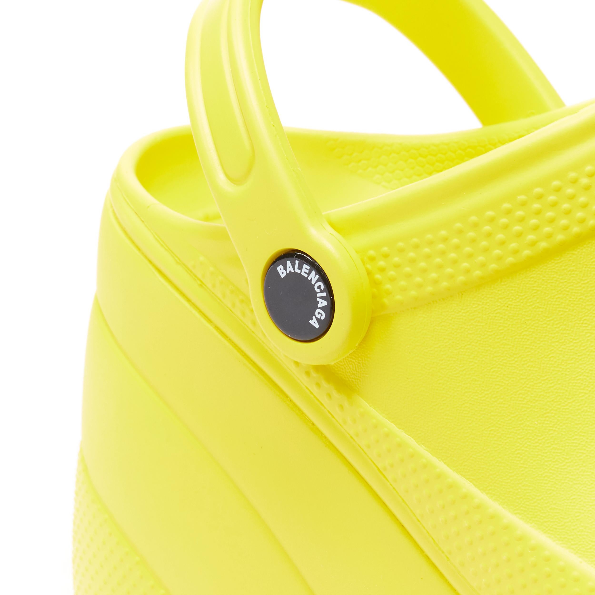 new BALENCIAGA CROCS 2018 Runway yellow logo gibbet platform sandals rare EU36 1