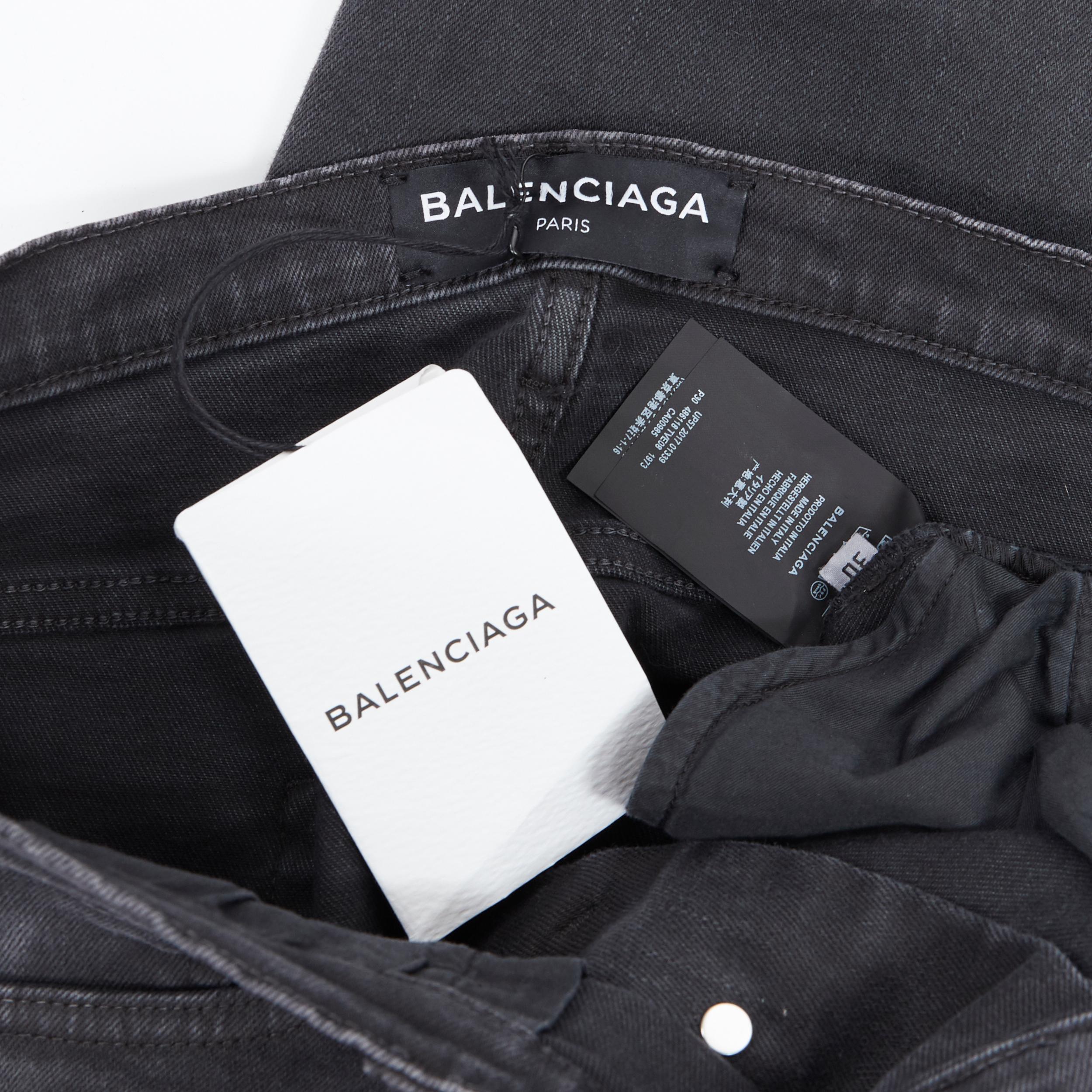 new BALENCIAGA dark grey washed stretch cotton 5-pocket skinny jeans 30