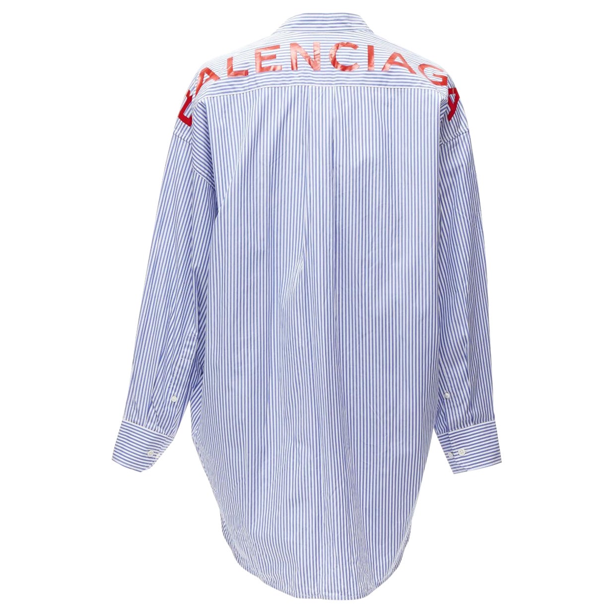 new BALENCIAGA Demna 2017  BB logo white stripe relaxed cut d shirt FR34