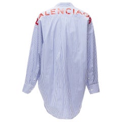 new BALENCIAGA Demna 2017  BB logo white stripe relaxed cut d shirt FR34