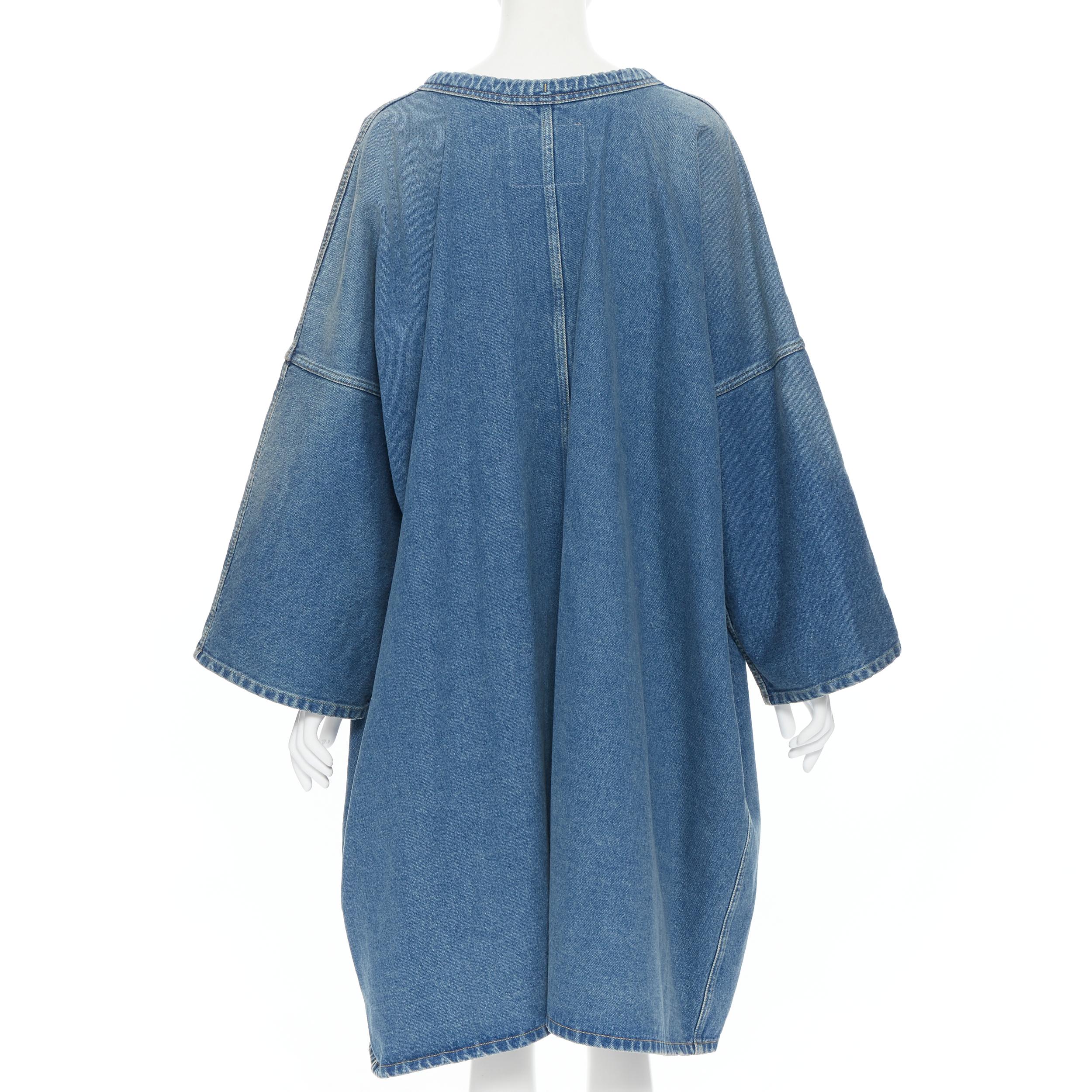 new BALENCIAGA DEMNA 2017 Runway blue denim kimono sleeve wrap coat FR36 XS 1