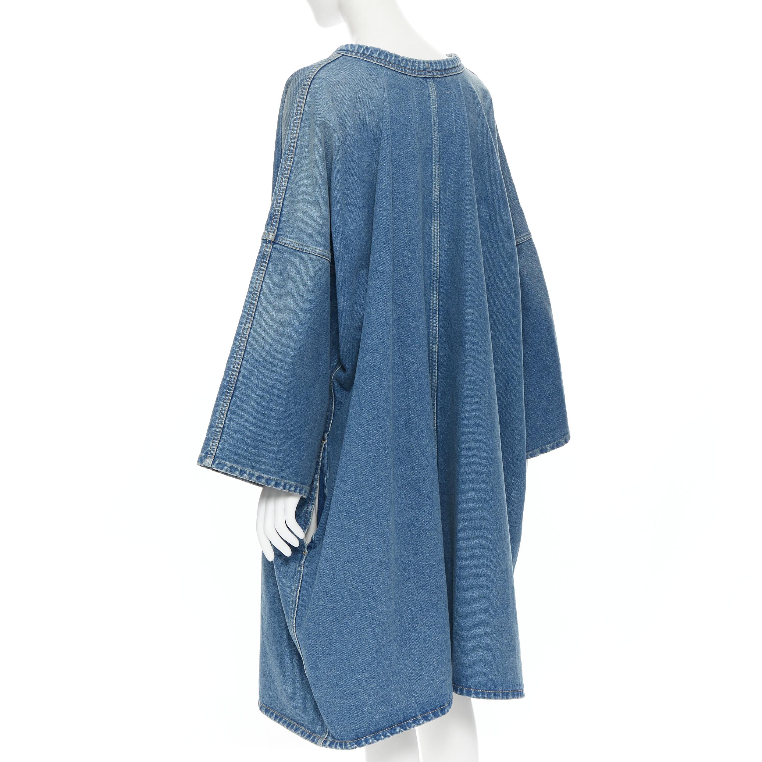 new BALENCIAGA DEMNA 2017 Runway blue denim kimono sleeve wrap coat FR36 XS 2