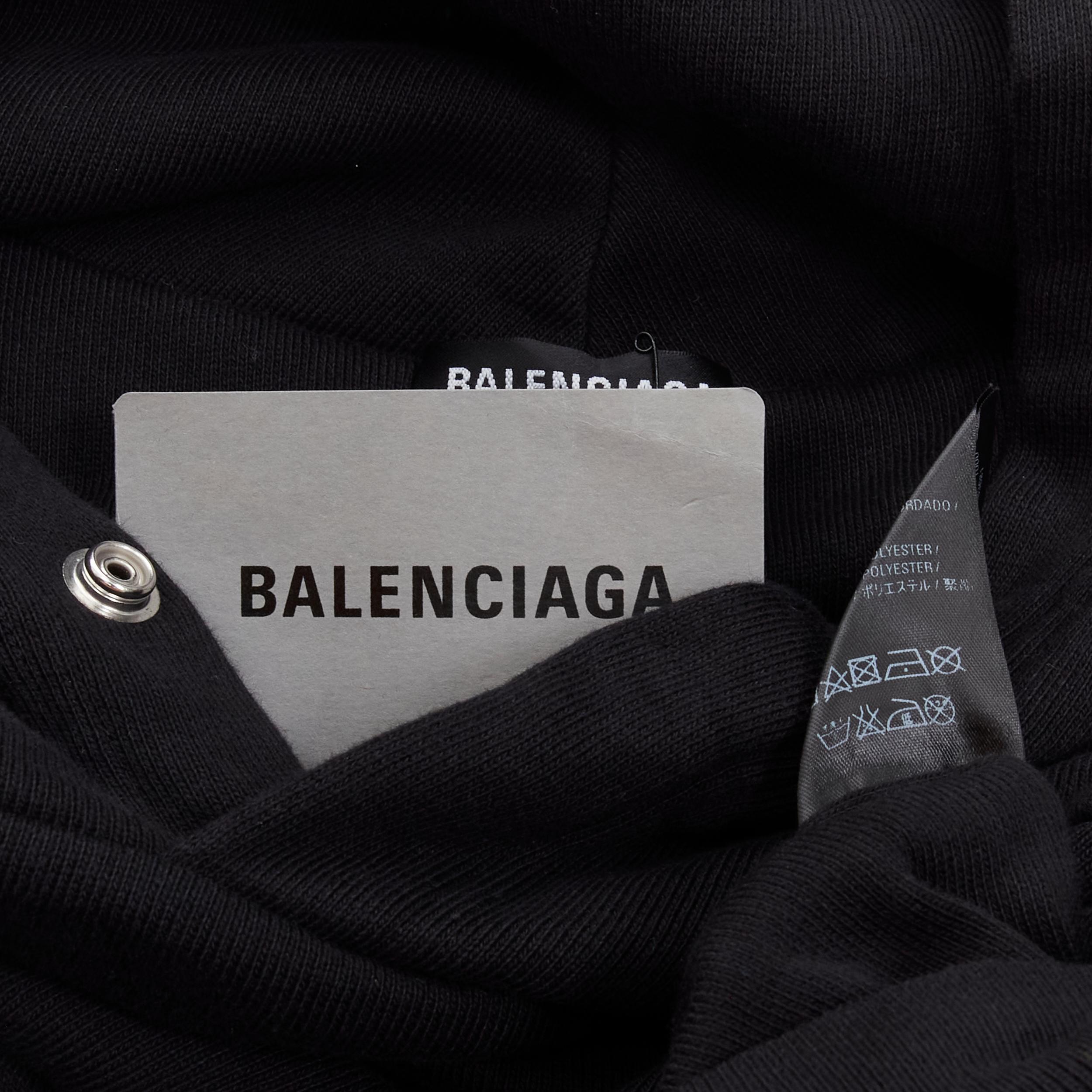 new BALENCIAGA Demna 2018 black I Love Techno embroidered cotton hoodie L 2