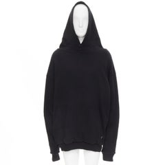 BALENCIAGA Demna 2018 Schwarzer I Love Techno bestickter Baumwoll- Hoodie L