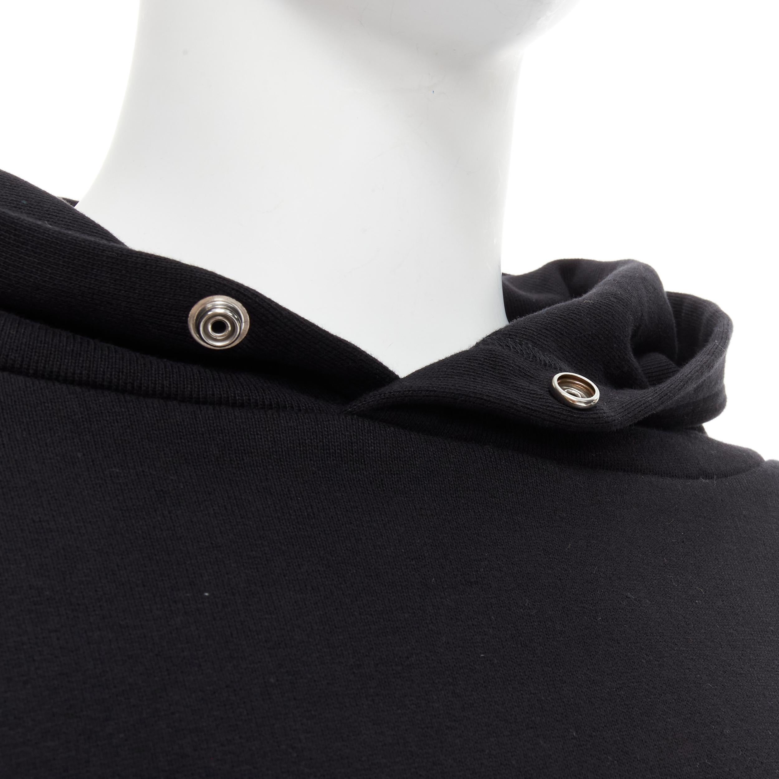 Men's new BALENCIAGA Demna 2018 black I Love Techno embroidered cotton hoodie L For Sale