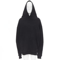 BALENCIAGA Demna 2018 Schwarzer I Love Techno bestickter übergroßer Hoodie M
