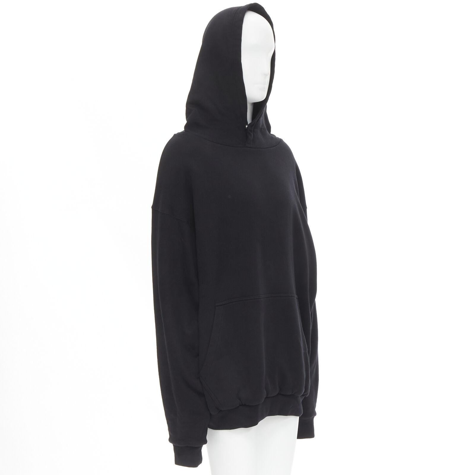 Black new BALENCIAGA Demna 2018 black I Love Techno embroidered oversized hoodie M