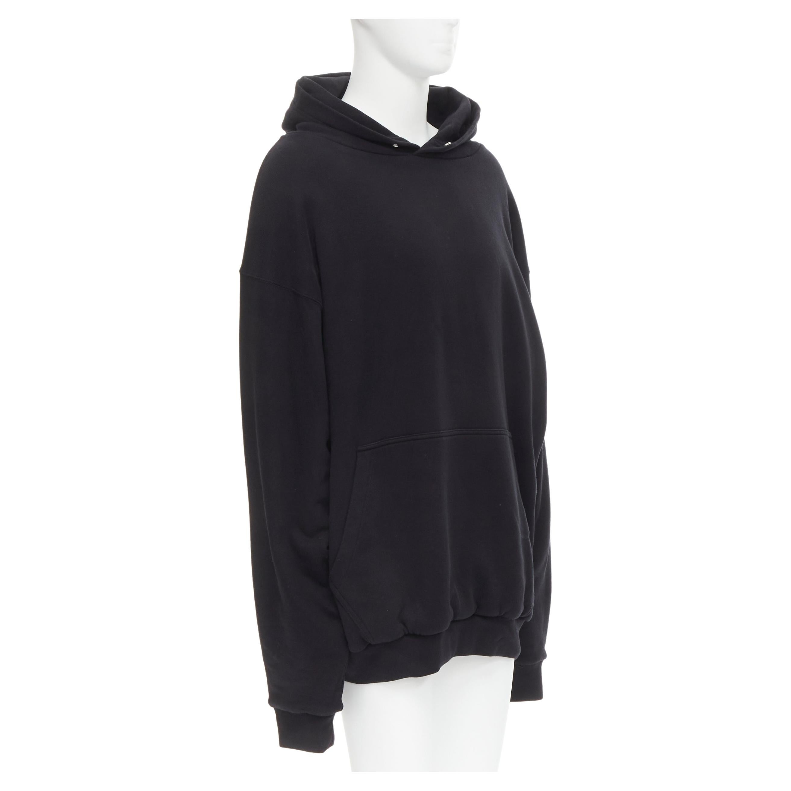 new BALENCIAGA Demna 2018 black I Love Techno embroidery cotton hoodie M