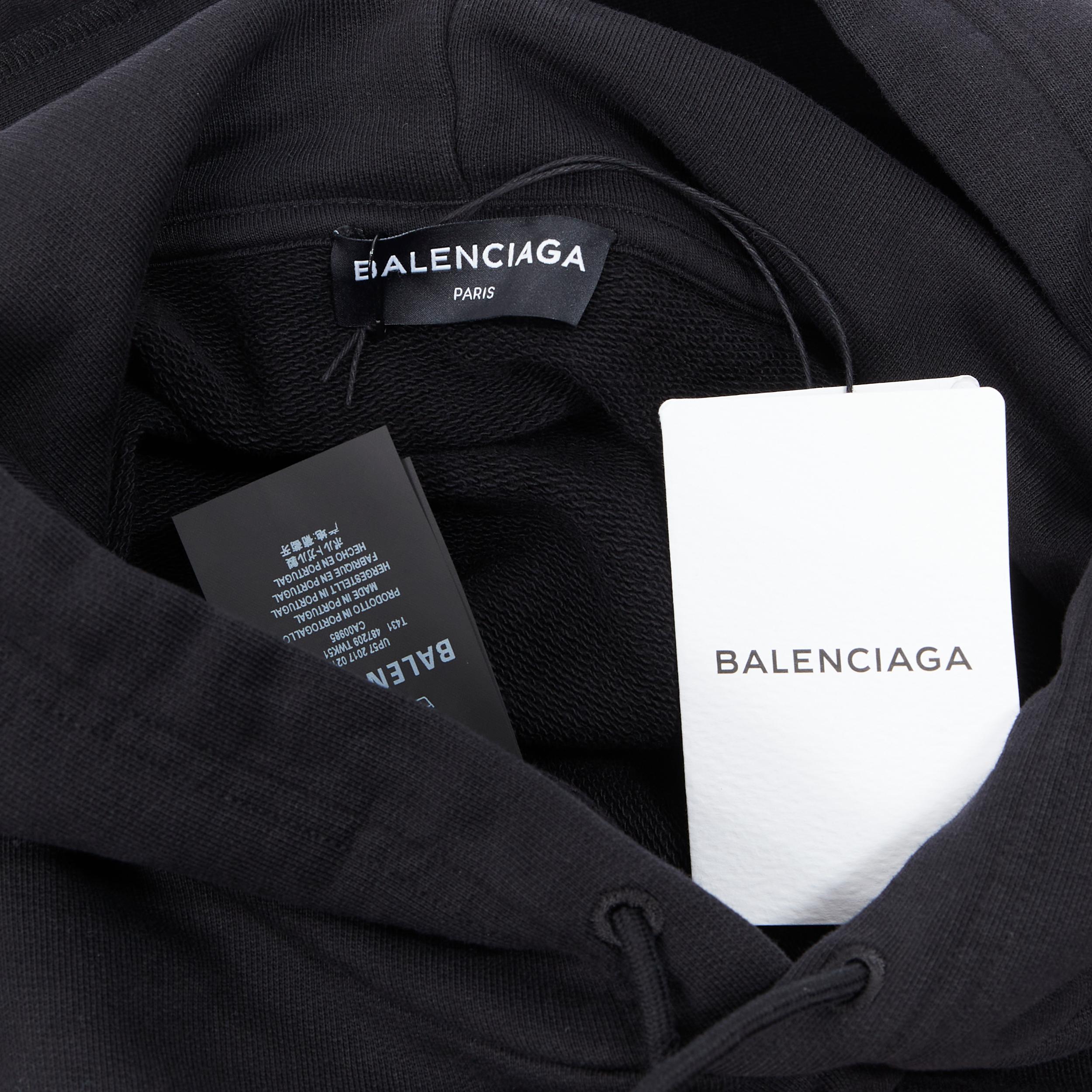 new BALENCIAGA DEMNA 2018 Sinners logo embroidery black cotton hoodie pullover L 1
